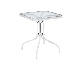 BALENO Τραπέζι Κήπου - Βεράντας, Μέταλλο Βαφή Άσπρο, Γυαλί Tempered