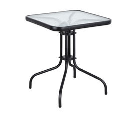 BALENO Τραπέζι Κήπου - Βεράντας, Μέταλλο Βαφή Μαύρο, Γυαλί Tempered