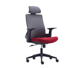 BF8900 Πολυθρόνα Γραφείου Διευθυντή, Mesh Γκρι, Ύφασμα Μπορντώ