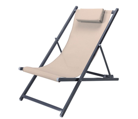 DECK Σαιζ-Λονγκ ξαπλώστρα Μέταλλο Βαφή Ανθρακί Textilene Μπεζ