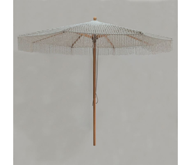 ΟΜΠΡΕΛΑ Ξύλινη - Οξιά 250x250cm, Πλεκτό Μακραμέ Μπεζ