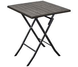 ΤΡΑΠΕΖΙ ΜΕΤΑΛΛΙΚΟ  CATERING ΠΤΥΣΣΟΜΕΝΟ  ΣΠΑΣΤΟ ΣΕ ΑΠΟΜΙΜΗΣΗ ΞΥΛΟΥ-ΔΙΑΣΤΑΣΕΙΣ: L62xW62xH73cm