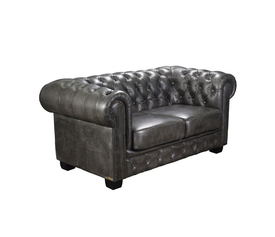 CHESTERFIELD Birmingham Kαναπές 2Θέσιος Σαλονιού Καθιστικού, Δέρμα Antique Grey