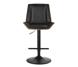 NUMAN Σκαμπό BAR με Πλάτη, Βάση Μαύρο, Καρυδί - ΡU Μαύρο, Ρύθμιση Ύψους, Περιστρεφόμενο