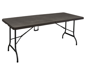 ΤΡΑΠΕΖΙ ΜΕΤΑΛΛΙΚΟ CATERING ΒΑΛΙΤΣΑ ΠΤΥΣΣΟΜΕΝΟ ΣΕ ΑΠΟΜΙΜΗΣΗ ΞΥΛΟΥ - L179,5xW74xH72cm