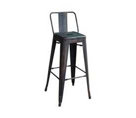 RELIX Σκαμπό Bar-Pro με Πλάτη, Μέταλλο Βαφή Antique Black