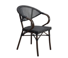 COSTA Πολυθρόνα Dining Αλουμινίου, Απόχρωση Καρυδί Textilene Μαύρο