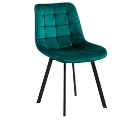 MYRIAM K/D Καρέκλα Τραπεζαρίας Μέταλλο Βαφή Μαύρο, Ύφασμα Velure Απόχρωση Forest Green