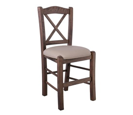 METRO Καρέκλα Οξιά Βαφή Εμποτισμού Καρυδί, Κάθισμα Pu Cappuccino