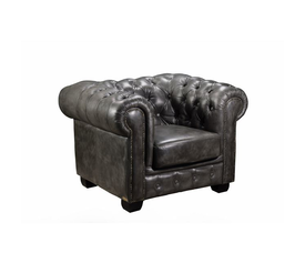 CHESTERFIELD Birmingham Πολυθρόνα Σαλονιού Καθιστικού, Δέρμα Antique Grey