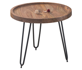 MATRI Τραπεζάκι Σαλονιού Καθιστικού, Μέταλλο Βαφή Μαύρο, Ξύλο Ακακία Φυσικό