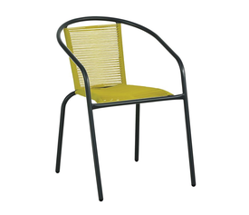 FUNKY Rattan Πολυθρόνα Κήπου - Βεράντας, Μέταλλο Βαφή Μαύρο, Κορδόνι PE Κίτρινο