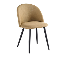 BELLA Καρέκλα Τραπεζαρίας, Μέταλλο Βαφή Μαύρο, Ύφασμα Απόχρωση Gold Brown