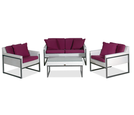 Καθιστικό Σέτ Rattan 4 Τεμαχίων Με Ανοξείδωτο Σκελετό 130 x 79 x 73 ΑΣΠΡΟ/ΜΩΒ