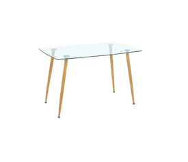 ROBY Τραπέζι Τραπεζαρίας Κουζίνας, Μέταλλο Βαφή Φυσικό Γυαλί Clear