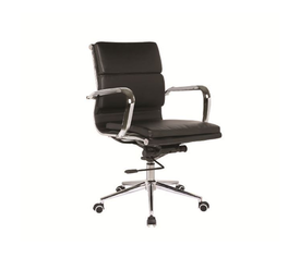 BF4801 Πολυθρόνα Γραφείου Μέταλλο Χρώμιο, PU Μαύρο