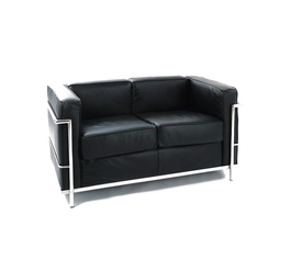 GENOVA Καναπές Σαλονιού Καθιστικού 2Θέσιος, Inox Pu Μαύρο