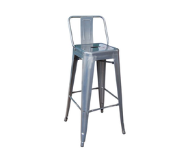 RELIX Σκαμπό Bar-Pro με Πλάτη, Μέταλλο Βαφή σε Απόχρωση Metal με Διακοσμητική Σκουριά