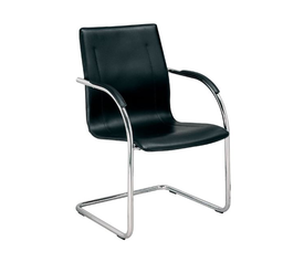 OMIKRON Πολυθρόνα Γραφείου Επισκέπτη, Μέταλλο Χρώμιο PVC Μαύρο