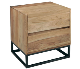 NEPAL-W Κομοδίνο Μέταλλο Βαφή Μαύρο, Ξύλο Ακακία Φυσικό