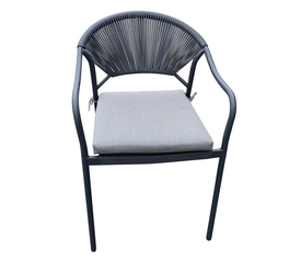 MOLLY Πολυθρόνα Βεράντας-Κήπου Μέταλλο Βαφή Ανθρακί, Wicker Γκρι, Μαξιλάρι Γκρι