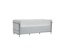 GENOVA Καναπές Σαλονιού Καθιστικού 3Θέσιος, Inox Pu Άσπρο