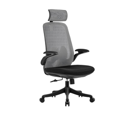 BF3950 Πολυθρόνα Γραφείου Διευθυντή, Mesh Γκρι, Ύφασμα Μαύρο