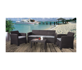 SAVANNA Set Σαλόνι Κήπου Βεράντας K/D, PP-UV Καφέ Μαξιλάρια Grey-White