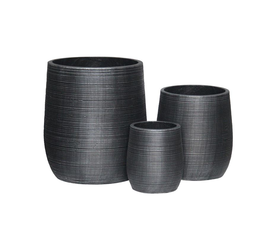 FLOWER POT-16 Set 3 τεμαχίων, Cement Απόχρωση Anthracite