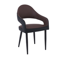 MODUS Πολυθρόνα Μέταλλο Βαφή Μαύρο, Pu Σκούρο Καφέ-Μαύρο