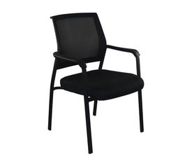 ASCO Πολυθρόνα Γραφείου Επισκέπτη Μέταλλο Βαφή Μαύρο, Mesh - Ύφασμα Μαύρο