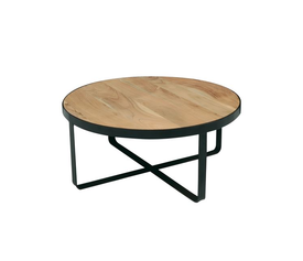 OVEN Τραπεζάκι Σαλονιού Καθιστικού, Μέταλλο Βαφή Μαύρο, Ξύλο Ακακία Φυσικό