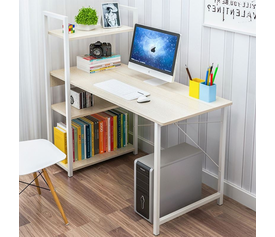 ΓΡΑΦΕΙΟ Η/Υ 4 Ράφια Μέταλλο Βαφή Άσπρο - Melamine Απόχρωση Maple