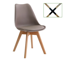 MARTIN Καρέκλα Metal Cross, Ξύλο PP Sand Beige, Μονταρισμένη Ταπετσαρία