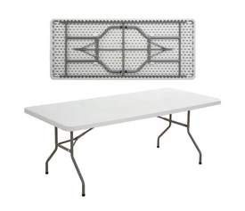 BLOW Τραπέζι Συνεδρίου - Catering Πτυσσόμενο, Μέταλλο Βαφή Γκρι, HDPE Άσπρο