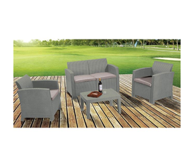 SAVANNA Set Σαλόνι Κήπου Βεράντας K/D, PP-UV Sand Grey Μαξιλάρια Μπεζ