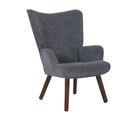 ALMA Πολυθρόνα - Μπερζέρα Σαλονιού - Καθιστικού Καρυδί Ύφασμα Γκρι Velure, K/D