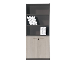 PROGRESS Βιβλιοθήκη Γραφείου, 3 Ράφια, Ντουλάπι Δίφυλλο με 2 Ράφια, Απόχρωση Elm-Sky Grey