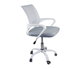 BF2101-SC Πολυθρόνα Γραφείου χωρίς Ανάκλιση  Άσπρο - Mesh Γκρι