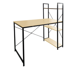 ΓΡΑΦΕΙΟ Η/Υ με 4 Ράφια Μέταλλο Βαφή Μαύρο, Melamine Beech