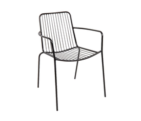 NEXUS Πολυθρόνα Κήπου Βεράντας, Μέταλλο Βαφή Μαύρο, Στοιβαζόμενη