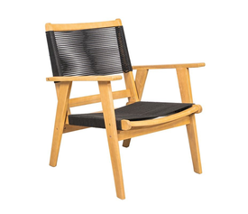 COFFEE Living Πολυθρόνα Καθιστικού Βεράντας - Κήπου, ΑκακίαΦυσικό-Rope Wicker Μαύρο