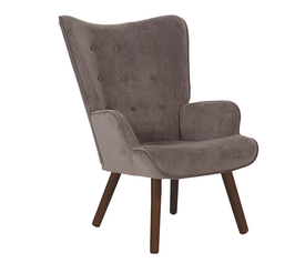 ALMA Πολυθρόνα - Μπερζέρα Σαλονιού - Καθιστικού Καρυδί Ύφασμα Καφέ Velure, K/D