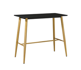 LAVIDA Τραπέζι BAR Μέταλλο Βαφή Φυσικό, Μαύρο MDF