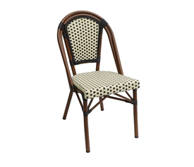 PARIS Καρέκλα Bistro Αλουμίνιο Καρυδί, Wicker Μπεζ - Καφέ, Στοιβαζόμενη