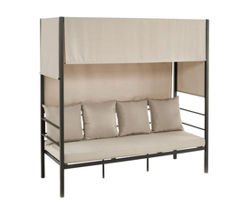 SKY Καναπές - Κρεβάτι Κήπου Εξωτερικού Χώρου, Μέταλλο Βαφή Ανθρακί, Ύφασμα Εκρού