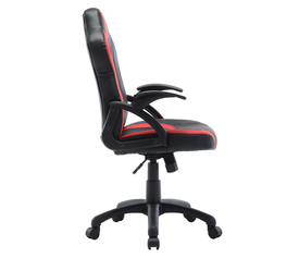 ΚΑΡΕΚΛΑ ΓΡΑΦΕΙΟΥ GAMING ΜΕ ΜΠΡΑΤΣΑ -ΕΠΙΦΑΝΕΙΑ PU- ΚΟΚΚΙΝΟ ΜΑΥΡΟ