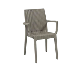 DAFNE Πολυθρόνα Τραπεζαρίας Κήπου Στοιβαζόμενη, PP Rattan Look UV Protection, Tortora