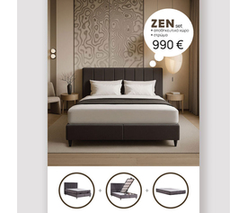 ZEN ΚΡΕΒΑΤΙ ΜΕ ΑΠΟΘΗΚ. ΧΩΡΟ ΚΑΙ ΣΤΡΩΜΑ ΓΚΡΙ ΣΚΟΥΡΟ 212x174x126.5