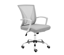 BF2120-S Πολυθρόνα Γραφείου Άσπρο - Μέταλλο Βάση Χρώμιο Mesh Γκρι
